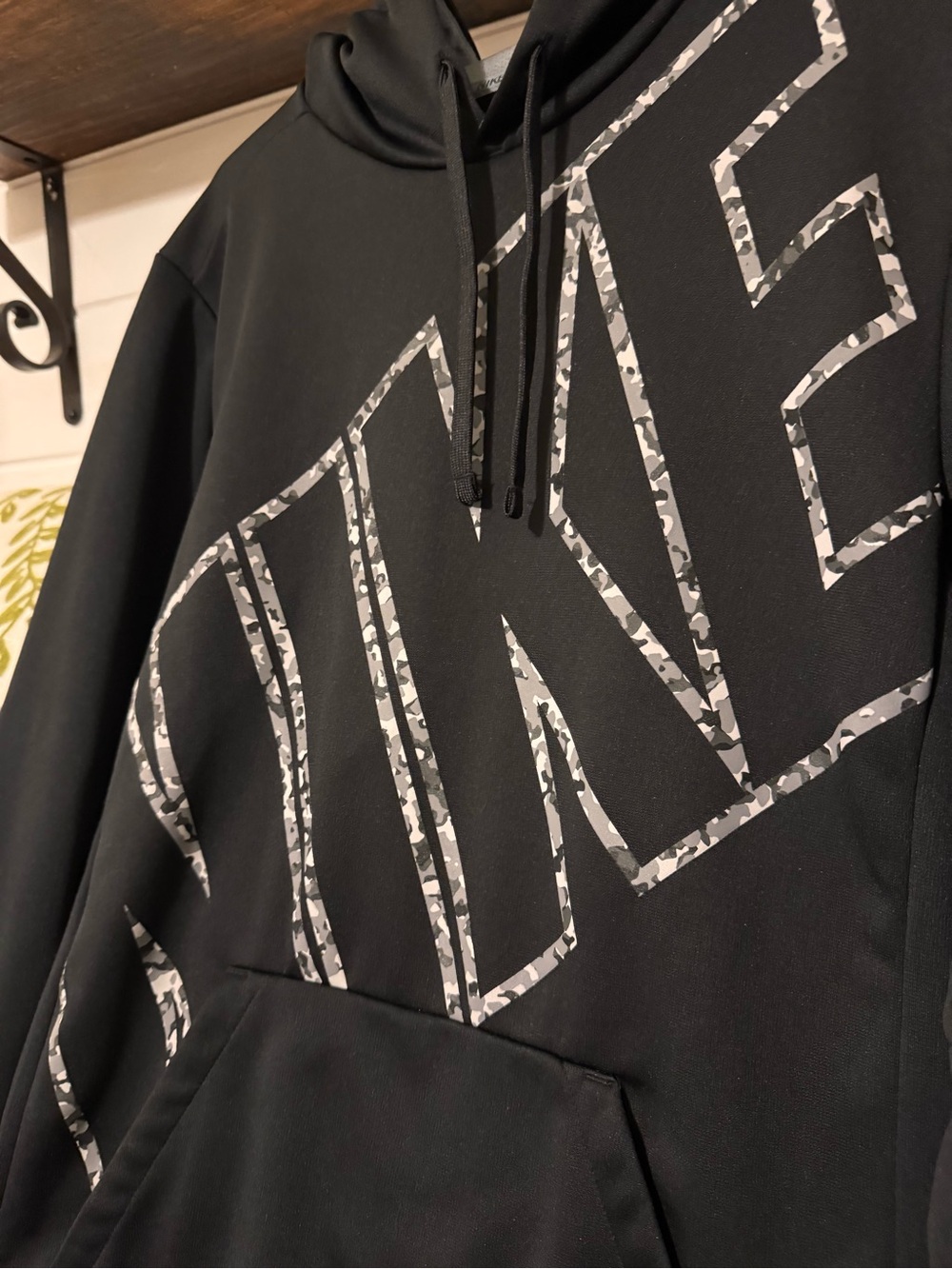 Nike Black Hoodie with Gray Camo Logo EUC